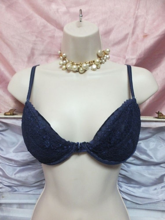 Vintage Bra, RENE ROFE Navy Blue Lace Bra 36C, Sexy Push Up, Padded  Lingerie, Underwire Foundation Garment -  Israel