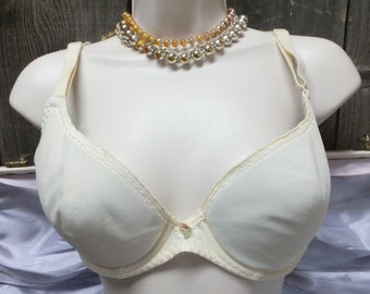 Vintage Bra, Henson Kickernick, Beige or Nude Padded Underwire Bra, Sexy Lingerie, Underwire Foundation Garment, 32B