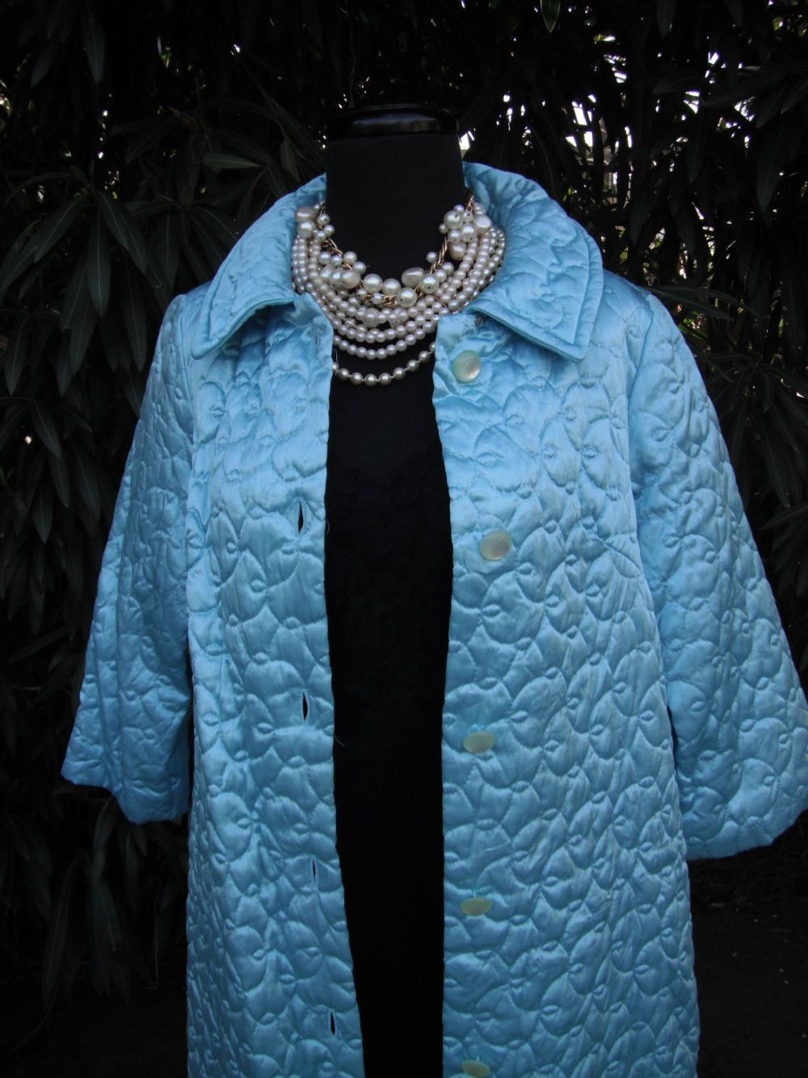 Vintage 1950's Quilted Robe / Blue Satin Quilted Robe by Etsy