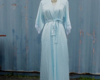 RARE Vintage 60s/70s BURDINES Christian Dior Light Blue Gown & Matching Robe, House Robe, Bath Robe, Lounge Wear, NOS  Medium