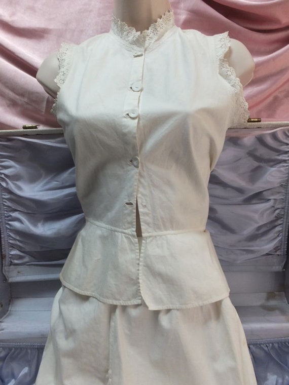 Victorian Girls Undergarment Set in White Cotton,… - image 1