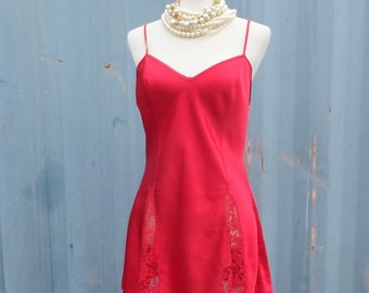 Vintage 1980s Victoria's Secret Baby Doll Nightie, Red Size S, Gold Label, Valentine's Day or Christmas Gift