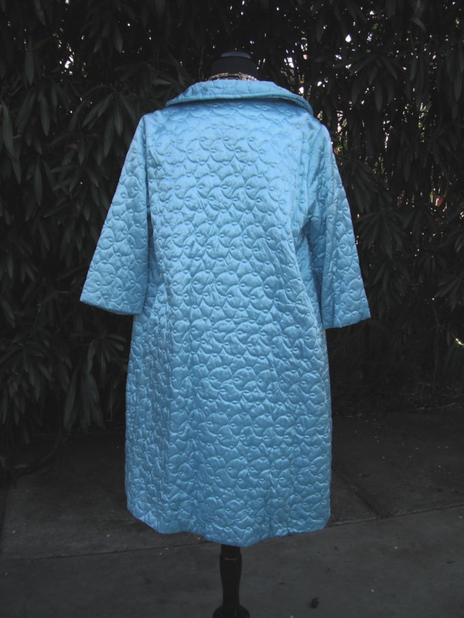 Vintage 1950's Quilted Robe / Blue Satin Quilted Robe by Etsy