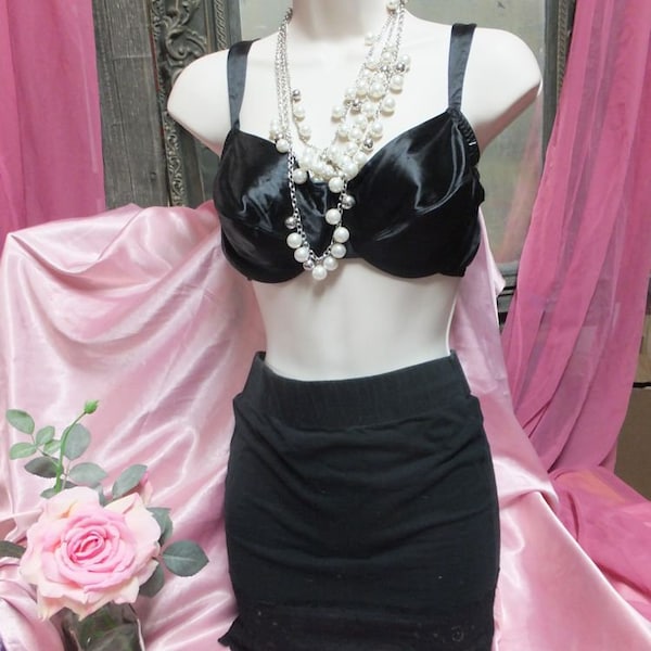 Vintage 80Ss/90s Black Half Slip WBuilt in Panty, Vanity Fair, Shaping Slip for Skirts, Medium