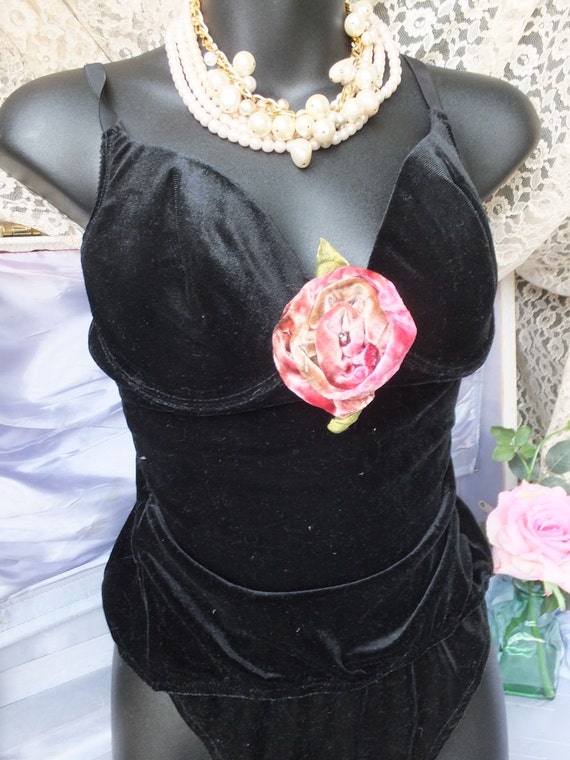 Vintage Bra, Victoria's Secret Black Velvet Cami … - image 3