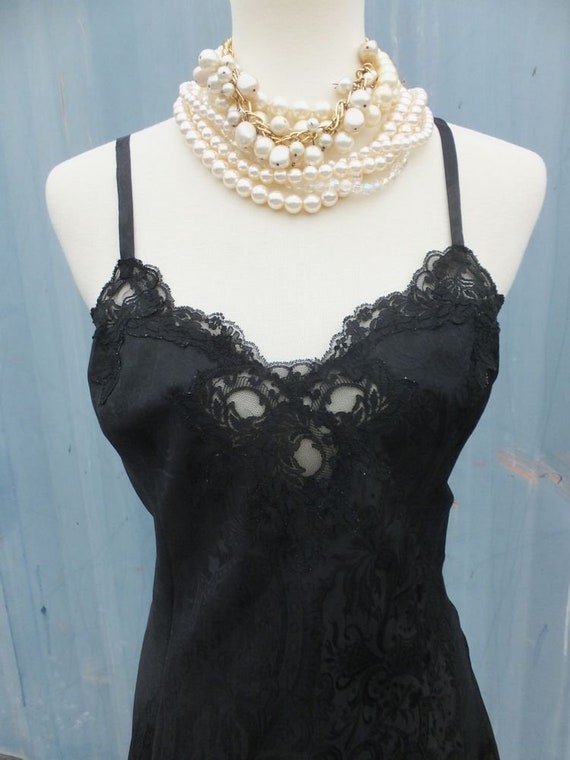 Vintage Black Baby Doll or Short Nightie w/lace t… - image 2