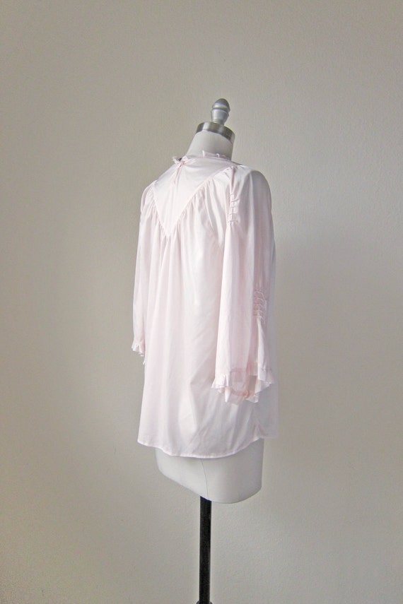 70s pale pink boho blouse | vintage silky sheer s… - image 4