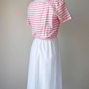 vintage red stripe dress set 1980s pink & white short sleeve bolero jacket small medium s m image 6