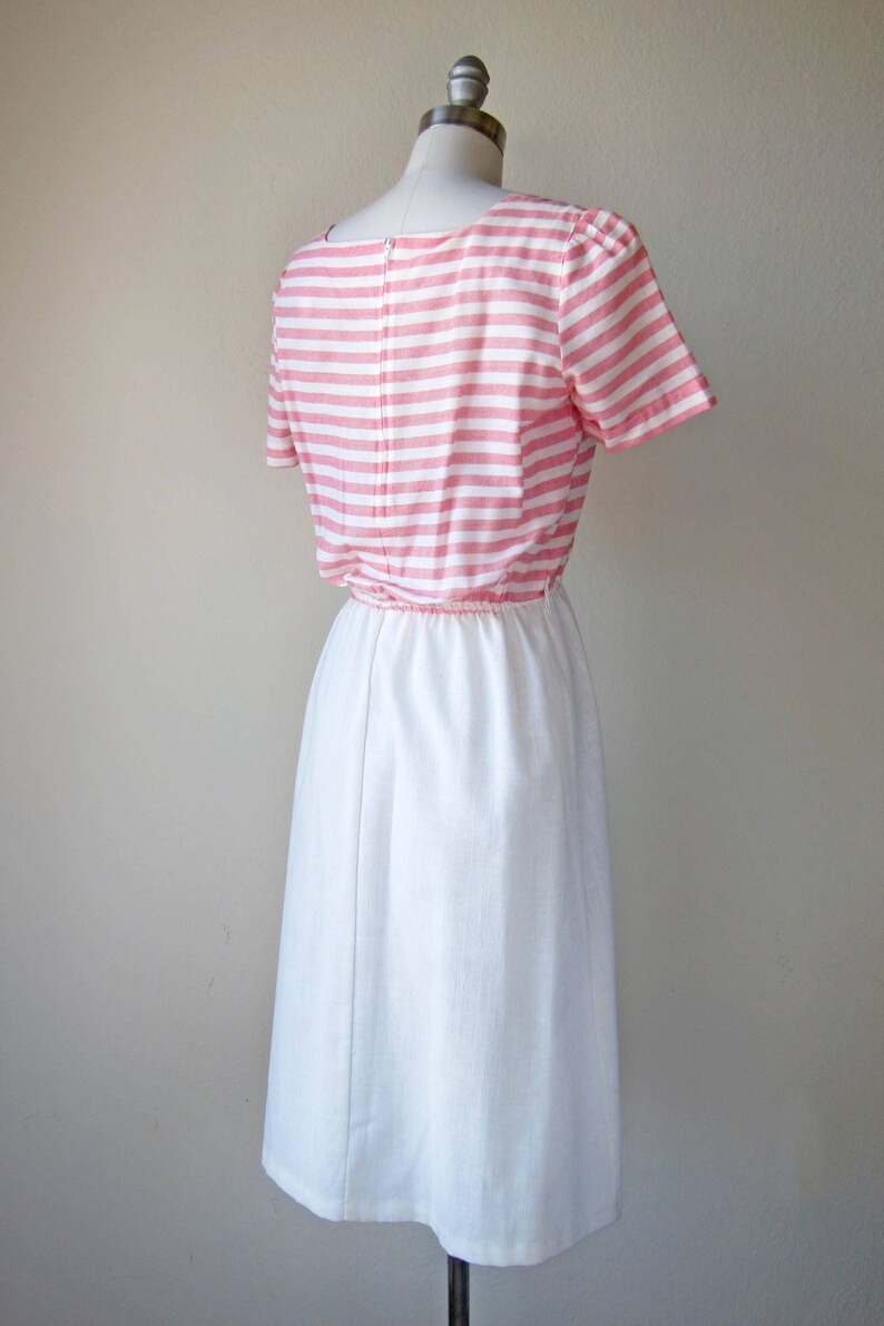 vintage red stripe dress set 1980s pink & white short sleeve bolero jacket small medium s m image 6