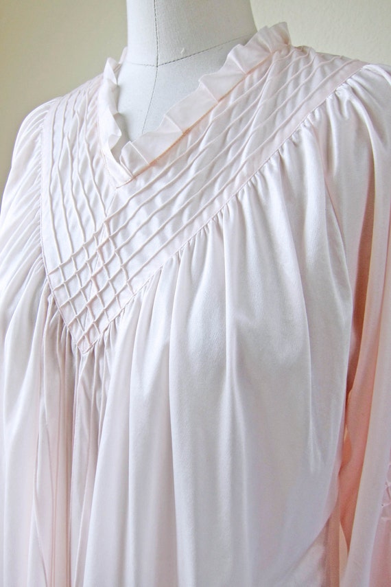 70s pale pink boho blouse | vintage silky sheer s… - image 3