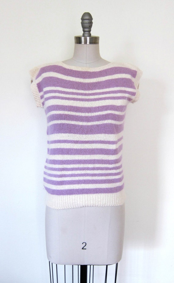 vintage angora striped sweater | wool & silk blen… - image 5