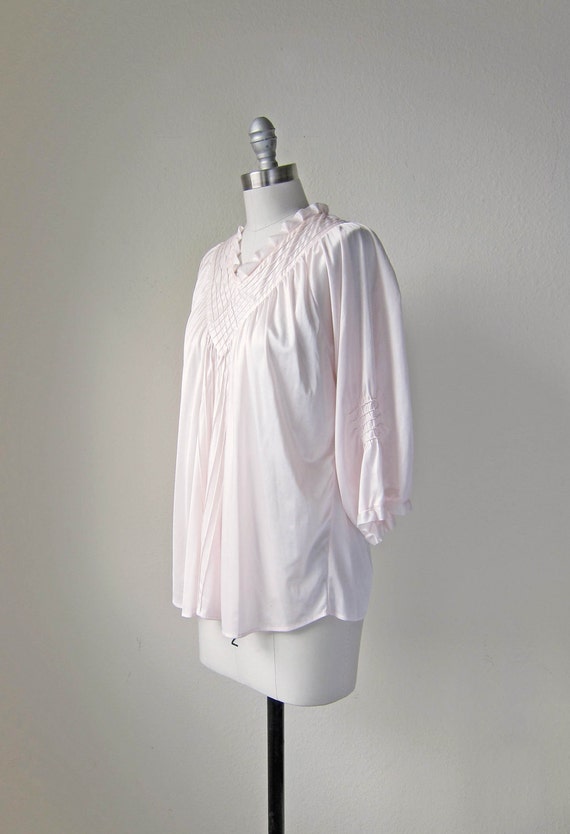 70s pale pink boho blouse | vintage silky sheer s… - image 2