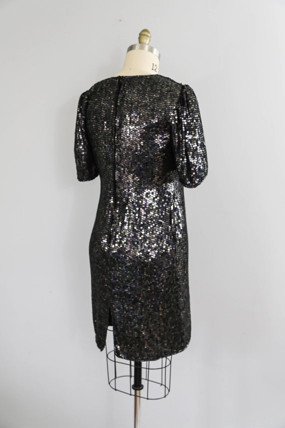Vintage Sparkling Black Sequin Strapless High Slit Evening Party Dress Prom Dress DP2906