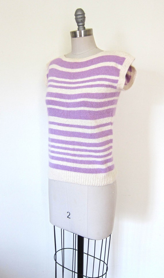 vintage angora striped sweater | wool & silk blen… - image 6