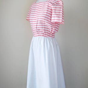 vintage red stripe dress set 1980s pink & white short sleeve bolero jacket small medium s m image 3