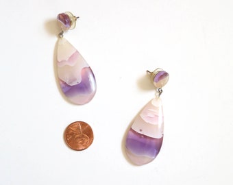 vintage statement earrings | 1980s purple wave teardrop posts | large modernist acrylic jewelry