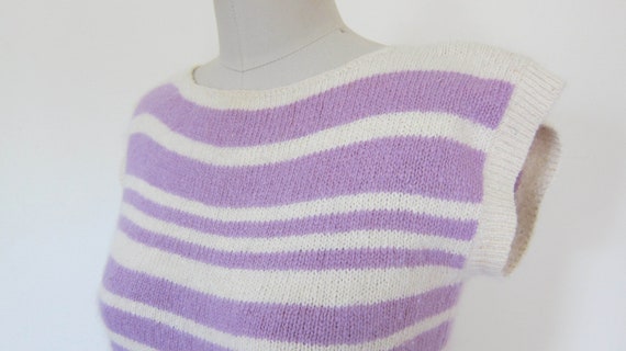 vintage angora striped sweater | wool & silk blen… - image 2