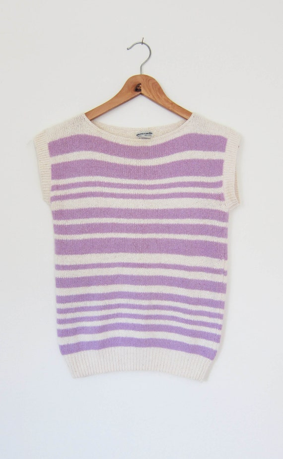 vintage angora striped sweater | wool & silk blen… - image 3