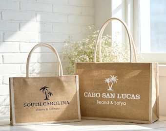 Palm Tree Jute Wedding Welcome Bag | Tropical Favor Gift