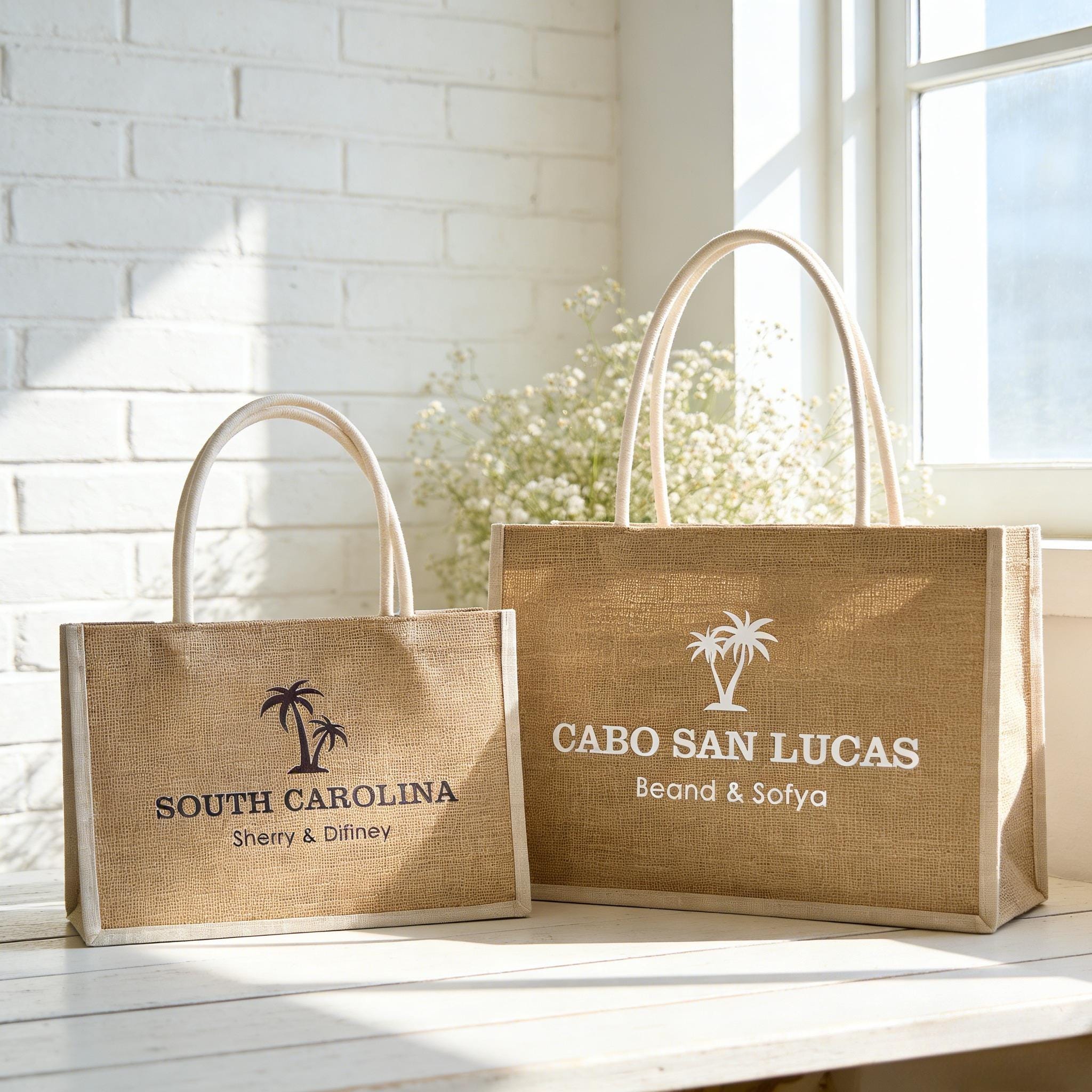 Palm Tree Jute Welcome Bag