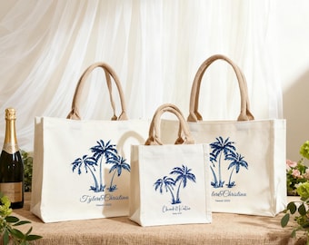 Bridesmaid Gift Bags Personalized Wedding Welcome Palm Tree Bag Tropical Wedding Favor