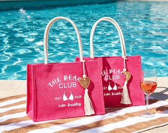 Bolsa Tote Personalizada para Despedida de Solteira – Rosa Pink The Beach Club