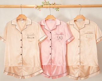 Personalized Bridal Pajamas Pajama Set, Custom Name Pajama Shirt, Bridesmaid Proposal