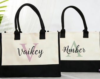 Custom Canvas Tote Bag, Name Tote Bag, Maid of Honor Tote, Bridal Party Bridesmaid Gifts