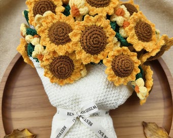 かぎ針編みのひまわりの花束ブランケット、完成したかぎ針編みの