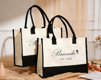 Custom Bride Bridesmaid Bag,  Maid of Honor Totes, Bridal Party Bags, Bridesmaid Gift