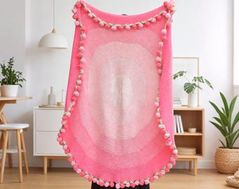 Manta Floral em Degradê Rosa 47"/63": Manta de Rosas | Decoração Artística para Casa | O Presente Perfeito para Ela/Ele, Dia das Mães, Presente de Boas-Vindas