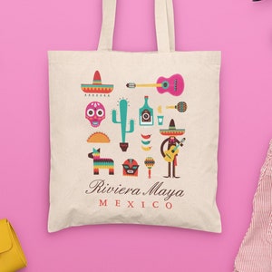 Mexico Welcome Tote, Wedding Welcome Bag, Bachelorette Gift, Fiesta, Destination Wedding, Beach Wedding, Riviera Maya, Custom Corporate Gift