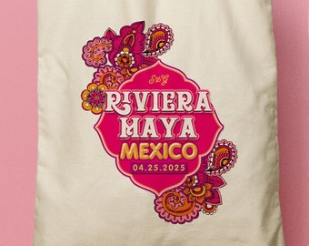 Riviera Maya, Mexico Custom Map Tote, Wedding Bag, Bridesmaid Gift, Welcome Tote Destination Wedding Beach Canvas Tote, Convention Tote