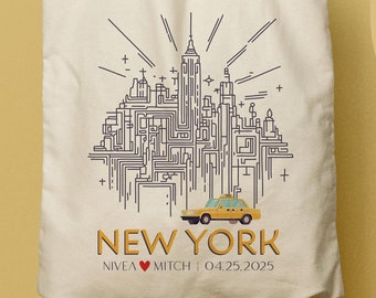 New York Personalized Canvas Tote Bag, Welcome Bag, Bridesmaid Gift, Beach Tote, Wedding Favor, Conference Gift, Souvenir, Corporate Gift