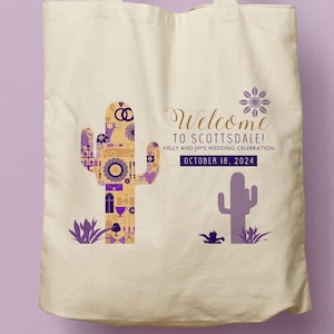 Scottsdale, Phoenix, Gilbert, Arizona, Desert Wedding, Welcome Gift Bag, Custom Canvas Tote, Destination Wedding, Bridesmaid Gift, Favor image 1