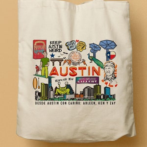 Austin Texas Canvas Tote, Custom Canvas Tote Bag, Welcome Bag, Beach Tote, Wedding Favor, City Tote, Travel Souvenir, Party Favor, Vacation