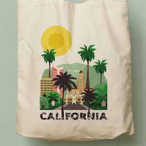 Los Angeles California Custom Tote, Beach Tote, Bridesmaid gift, Bachelorette Tote, Wedding Bag, Welcome Bag, Personalized, Corporate GIft image 1