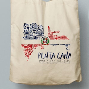 Dominican Republic Tote, Personalized, La Romana, Custom Wedding Tote, Punta Cana, Bridesmaid Gifts, Welcome Bag, Santo Domingo Wedding image 1