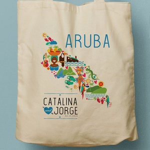 Aruba Custom Canvas Totes, Wedding Bag, Bridesmaid gift, Welcome Tote, Destination Wedding, Beach Tote, Caribbean