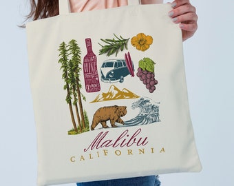 Malibu, Wine Country, Sonoma, Napa Valley, California Custom Wedding Tote Bag, Canvas Tote, Wedding Favor Bags, Bridesmaid Gift