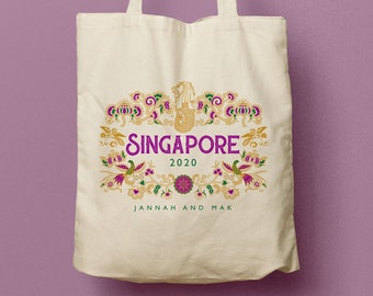 Singapore Wedding Welcome GIft Bag, Favor, Souvenir Bags, Beach Tote, Guest Gift, Bridesmaid Gift, Wedding Party Gift, Travel Souvenir