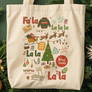 Personalized Christmas Canvas Tote Bag, Santa Sack