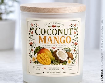 Lola’s Favorite Coconut Mango Candle – 100% Soy Wax, Filipino Home Gift, Tropical Mango Coconut Milk Scent, Gift for Lola, Grandma Candle