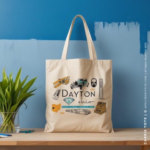 Dayton Ohio Custom Tote Bag Swag Bag Canvas Tote, Wedding Bag Bridesmaid Gift, Welcome Tote, Wedding Favor, Event Souvenir, Corporate Gift