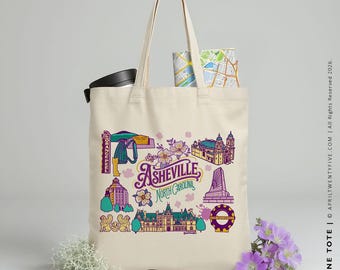 Sabine Asheville Tote Bag, North Carolina Welcome Gift, Wedding Favor, Corporate Event