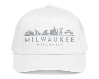 Milwaukee Wisconsin Skyline Baseball Cap Vintage City Silhouette Hat