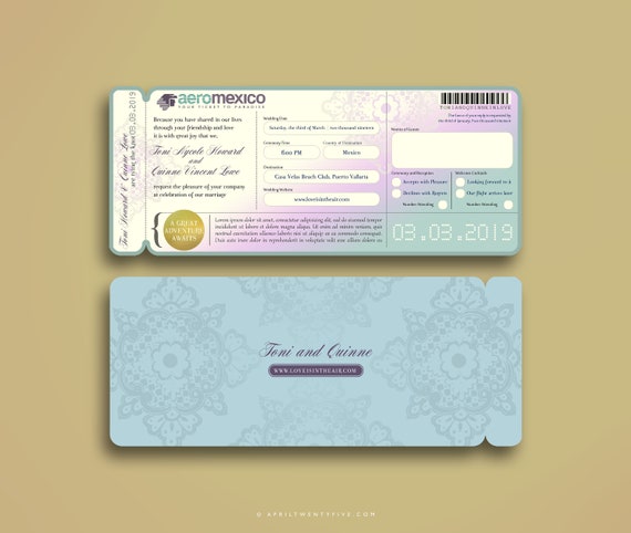 Boarding Pass Invitation Destination Wedding Invitation Etsy