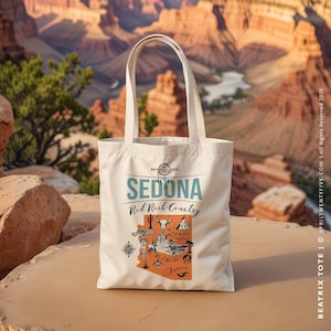 Sedona Arizona Illustrated Map Wedding Custom Canvas Tote, Swag Bag, Wedding Favor, Welcome Gift, Bridesmaid Gift, Red Rocks Wedding