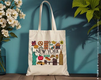 Borsa tote in tela di cotone personalizzata di New York, souvenir della città