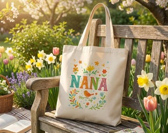 Bolso de mano personalizado para la abuela, regalo para la abuela, bolso con nombre personalizado, regalo del Día de la Madre para la abuela, bolso de mano floral